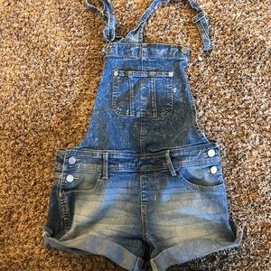 denim short overalls